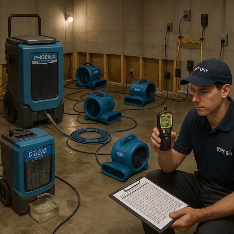 Structural Drying and Dehumidification process in Sunbury, OH